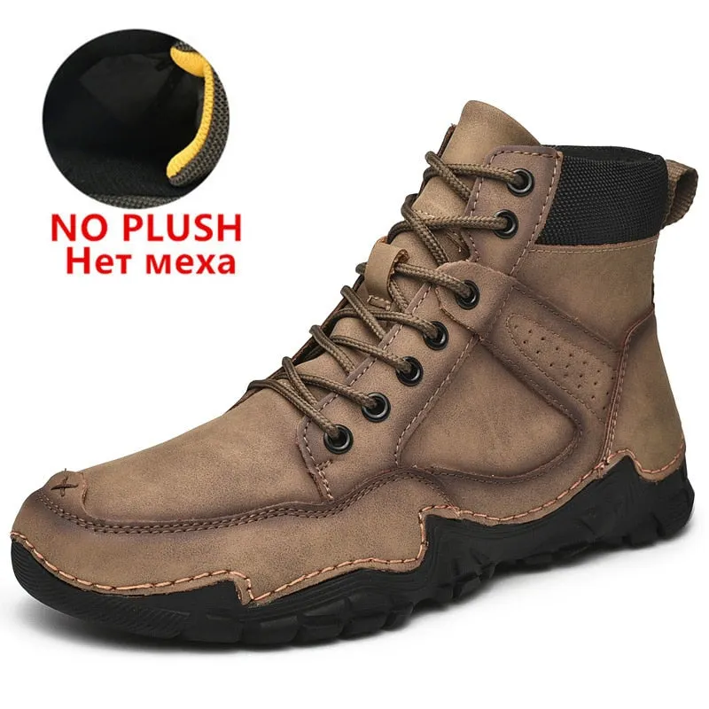 Winter Men's Casual Boots Plush Warm Mens Ankle Boots High Quality Outdoor Men Boots Comfortable Motorcycle Boots Zapatos Hombre