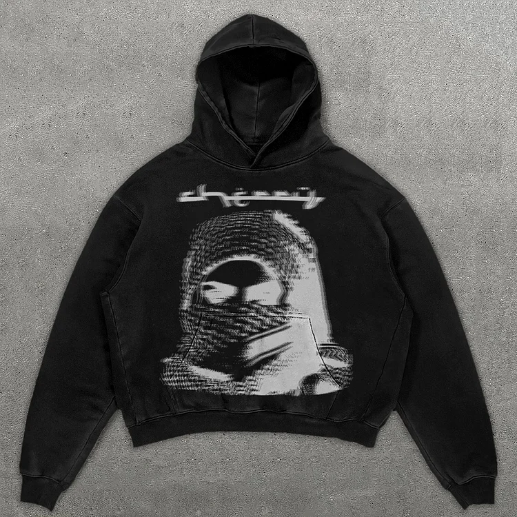 Sopula Relaxed Vintage Freedom Graphic Black Washed Hoodie