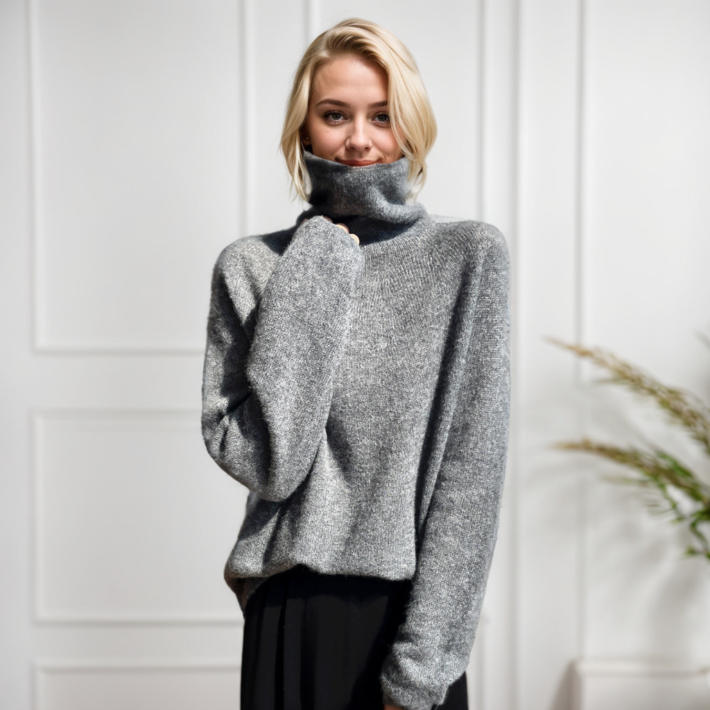 Women's Turtleneck Silk Cashmere Sweater REAL SILK LIFE