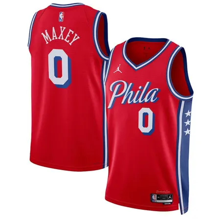 Youth Philadelphia 76ers #0 Tyrese Maxey Red Swingman Statement Edition Jersey