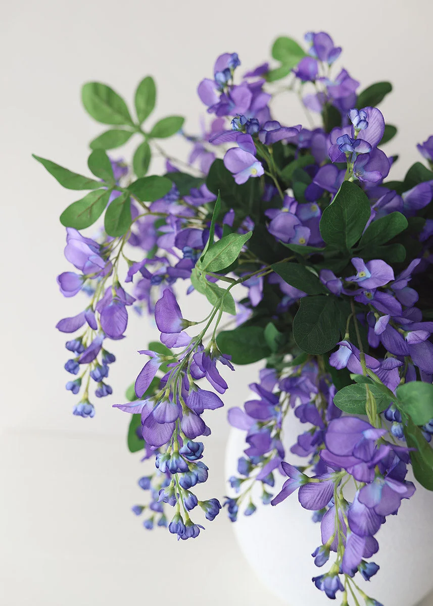 Violet Blue Silk Hanging Wisteria Bush - 31"