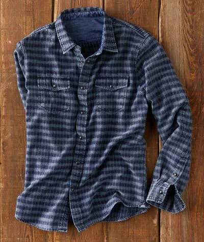 Men's Casual Check Print Long Sleeve Lapel Shirt