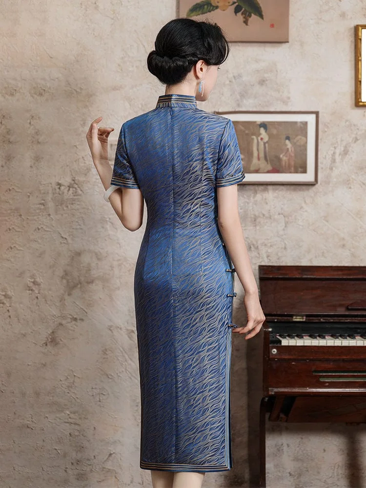 Mulberry silk and Jacquard, high end long Cheongsam