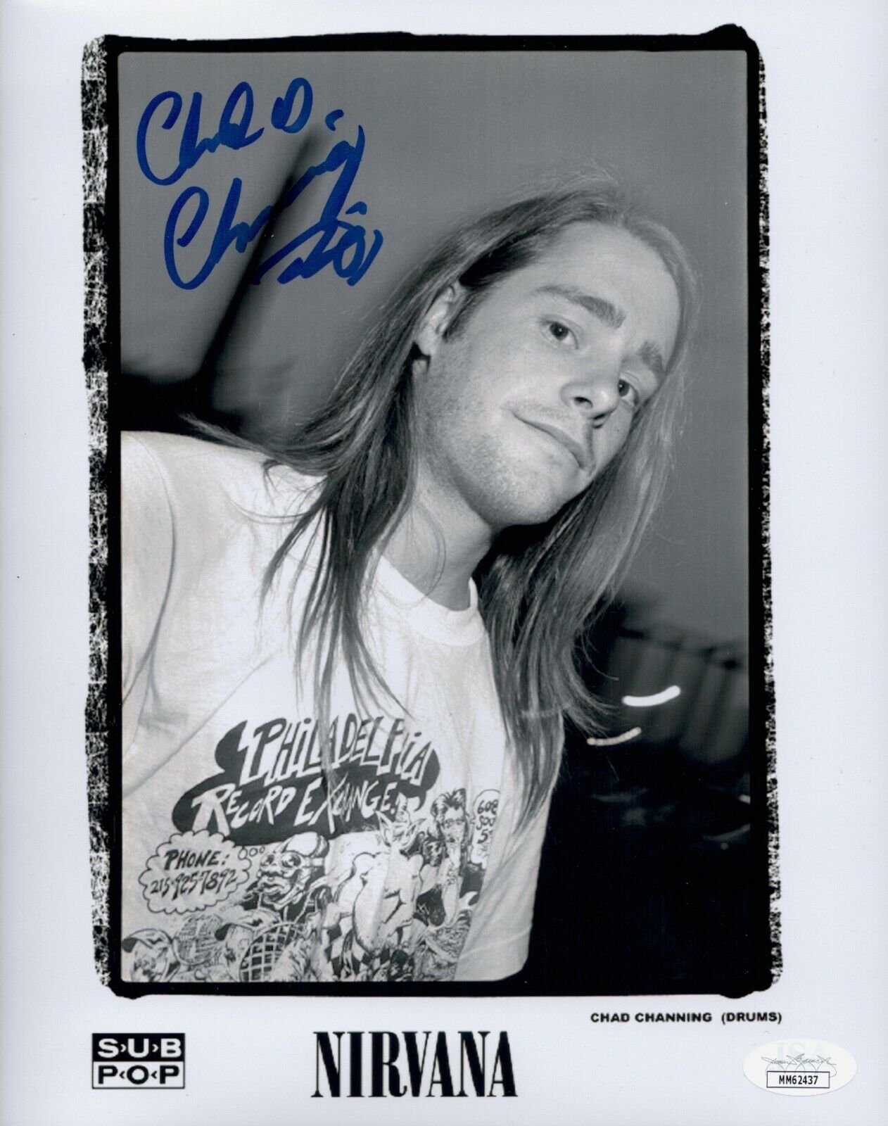 CHAD CHANNING Signed NIRVANA 8x10 Photo Poster painting IN PERSON Autograph JSA COA Cert