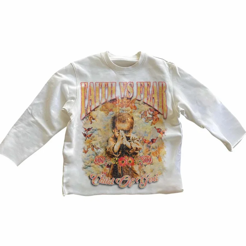 Aonga Streetwear Round Neck Sweatshirt Men Women Harajuku Classic Character Graphic Print Oversized Long Sleeves T Shirt Goth Clothes aonga