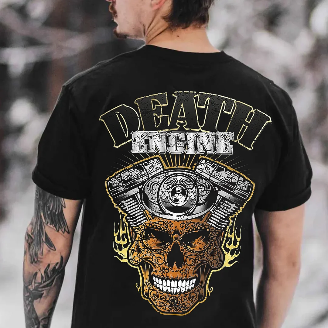 DEATH ENGINE Skull Engine Print Men's T-shirt