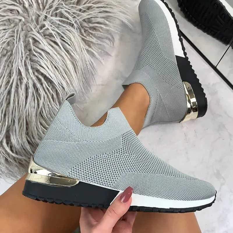 Women Shoes 2021 Fashion Mesh Platform Sneakers Socks Size 43 Woman Vulcanize Shoes Breathable Socofy Casual Flats Zapatos Mujer