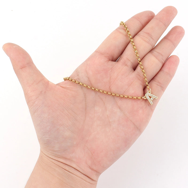 Minimalist Classic Style Letter 201 Stainless Steel Copper Zircon Women’s Pendant Necklace Men Pendant Necklaces