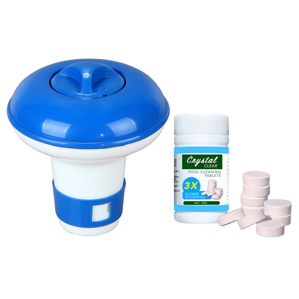 

5in Swimming Pool Cleaning Floating Chlorine Dispenser with Tablets, The dispenser is 1 x 1 bottle of bubble tablets, 501 Original