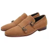 Mens Suede Monk Strap Dress Shoes