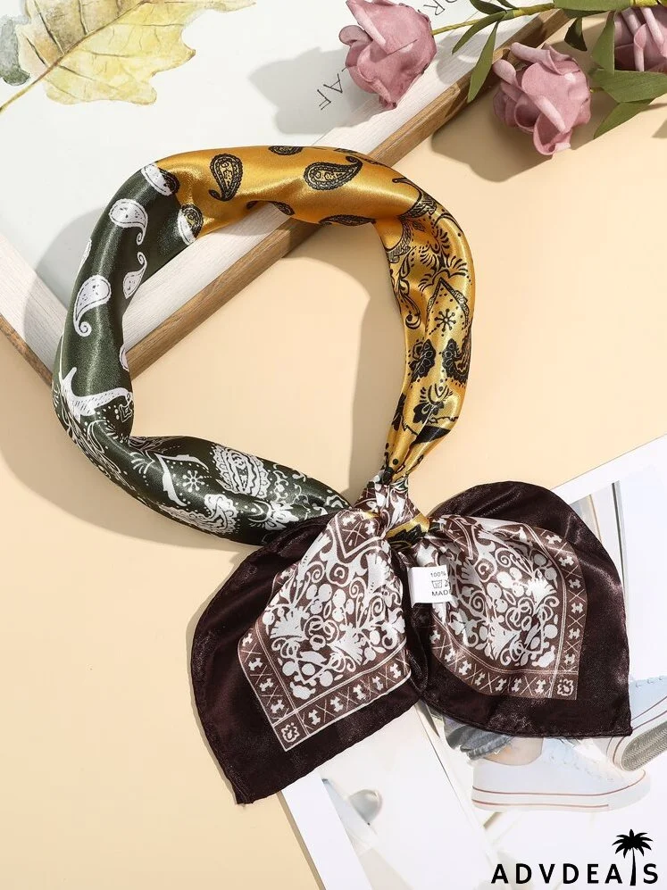 Color Block Paisley Pattern Scarf