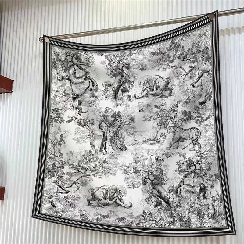 90cm * 90cm Hangzhou High Quality Twill Forged Large Square Scarf Fashion Printed Scarf Sunscreen Shawl Scarf