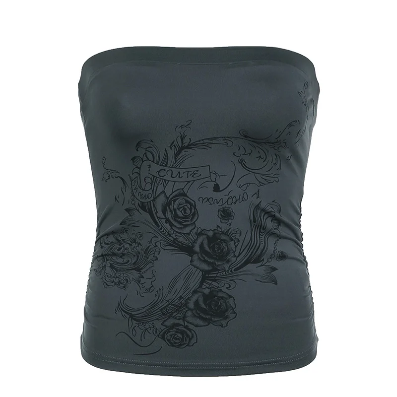 Ueong Rose Printing Foundation Simple Chest Thin Style Body-Building Full-Color Vest 2024 Spring / Summer New Style