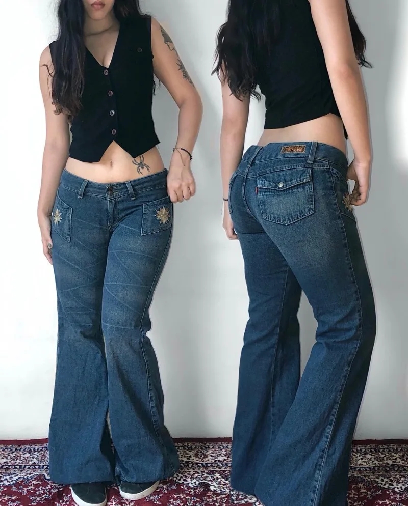 Hairrd Y2K Fashion New Letter Embroidery Holes Make Old Baggy Jeans Men Gothic Hip-hop Harajuku Vintage Casual High-waisted Trousers