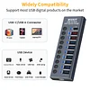 USB Hub, Aluminum 10-Port USB 3.0 Hub With 10 USB 3.0 Data Transfer Ports, USB Splitter With Individual Switch And 60W (12V/5A) Power Adapter