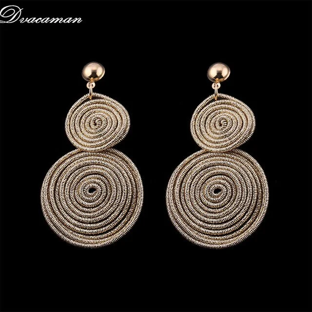 Dvacaman Bohemain Multilayer Round Alloy Drop Earrings Women 2019 New Trendy Maxi Earrings Statement Jewelry Party Gifts Female