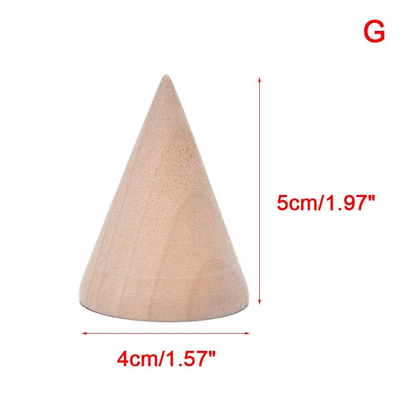 Vintage Natural Wood Cone Ring Holder Retail Stores Jewelry Display Stand Organizer Storage Rack