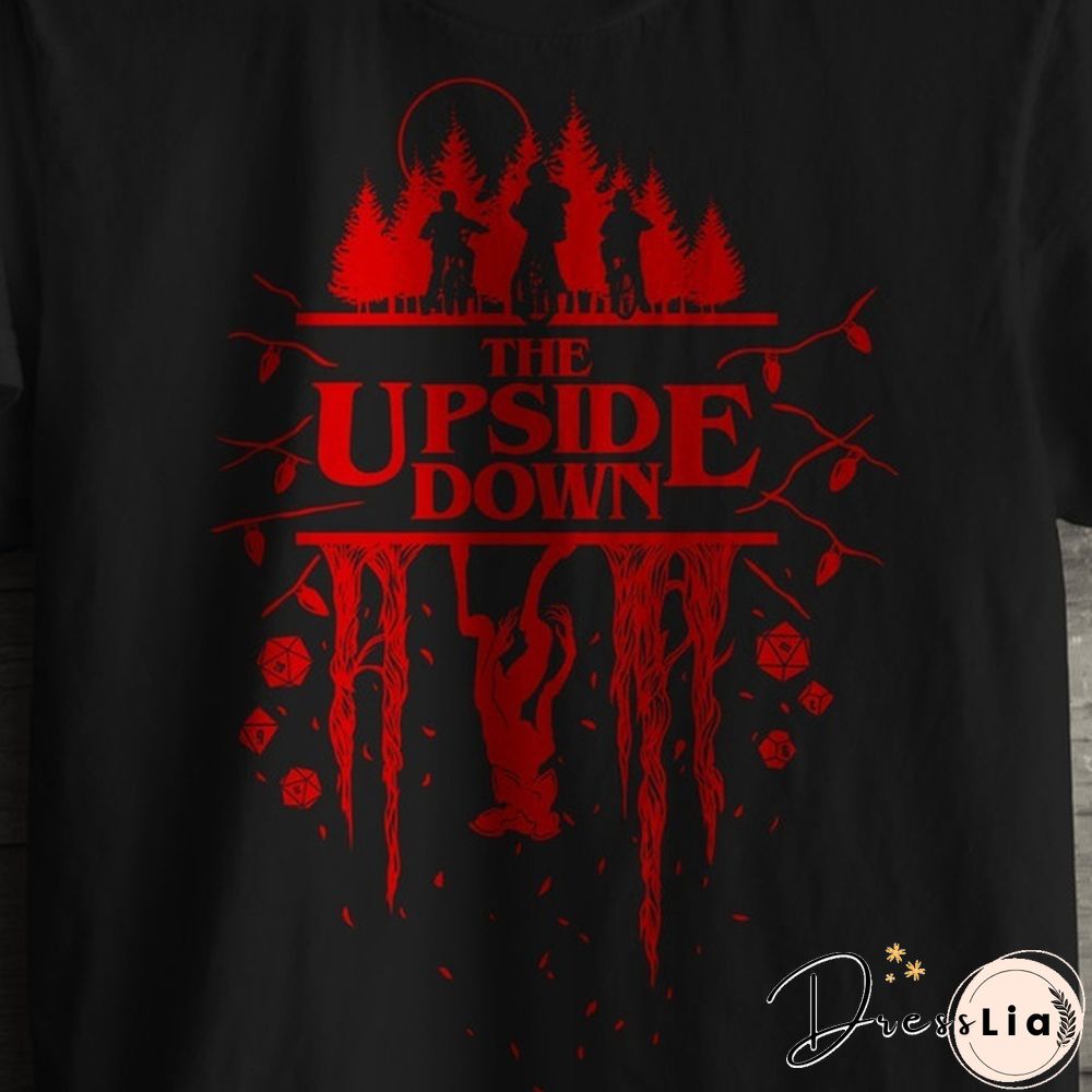 1Pcs Keep Calm And Stranger Things Tee - The Upside Downuff0Cdemogorgon Tee T Shirt Women Stranger Things Design Ladies T-Shirts Looking For The Upside Down T-Shirt Short Sleeve Tops Girl Tee