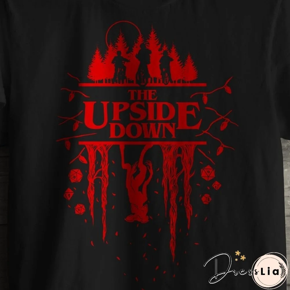 1Pcs Keep Calm And Stranger Things Tee - The Upside Downuff0Cdemogorgon Tee T Shirt Women Stranger Things Design Ladies T-Shirts Looking For The Upside Down T-Shirt Short Sleeve Tops Girl Tee