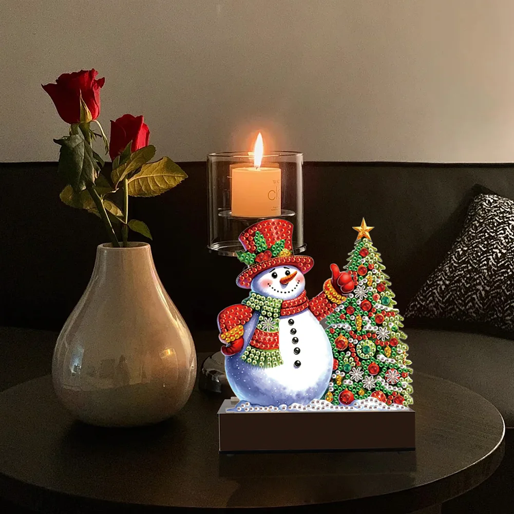 DIY Xmas Tree Snowman Diamond Painting Candle Holder Ornaments Aromatherapy Candle Holder