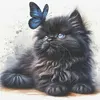 Butterfly And Black Cat-18CT Stamped Cross Stitch 25*25cm/9.84*9.84in tapestrymarket