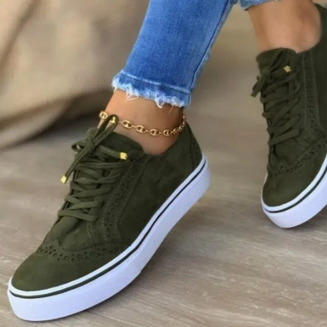 Colourp 2022 Women Flats Women's Casual Lace Up Shoes Female Platform Suede Footwear Ladies Comforts Breathable Vulcanized Zapatos Mujer