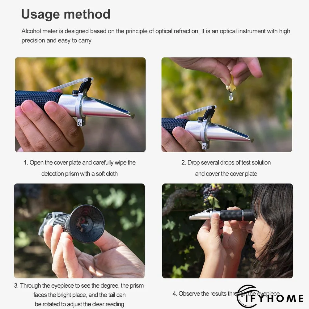 Handheld Alcohol Sugar Refractometer Digital Tester Wine Concentration Meter Densitometer 0-25% Alcohol Beer 0-40% Brix Grapes | IFYHOME