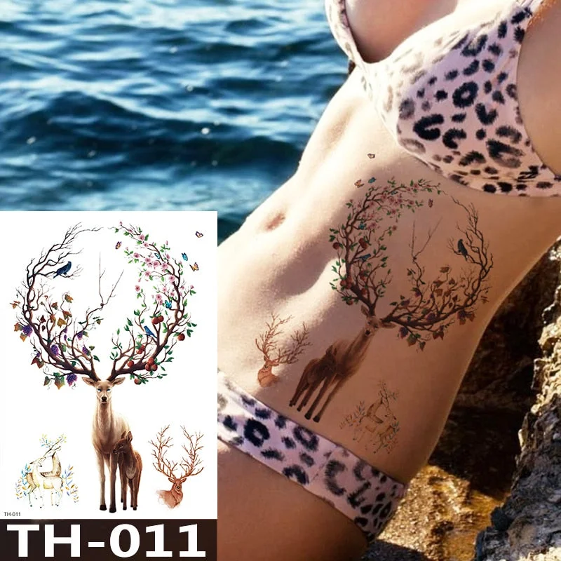 Waterproof Temporary Tattoo Sticker Animal Leopard Flash Tattoos Wolf Rose Flower Body Art Arm Fake Tatoo Women Men