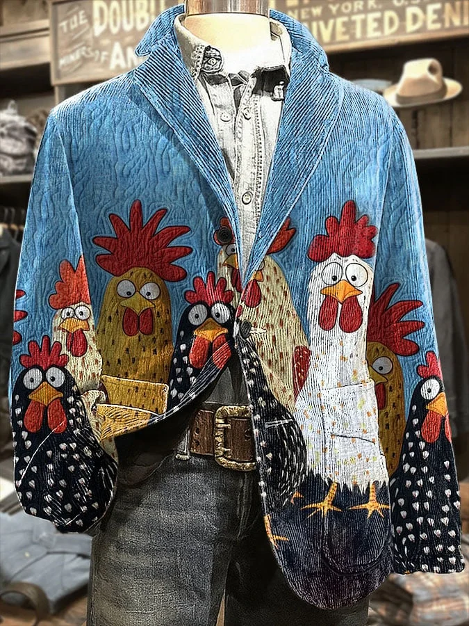 Men's Retro Thanksgiving Turkey Casual Blazer 