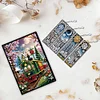 (US Local)Christmas Train A5 Size Diamond Painting Notebook Set with 4Pcs Bookmark Gift