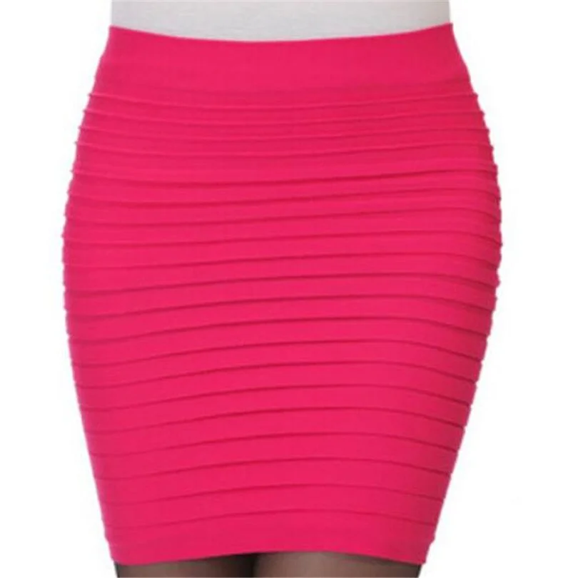 CUHAKCI Summer Skirts Sexy Short Ladies Skirt High Waist A-Line Skirts High Elastic Black Red Pleated Skirt Candy Colors