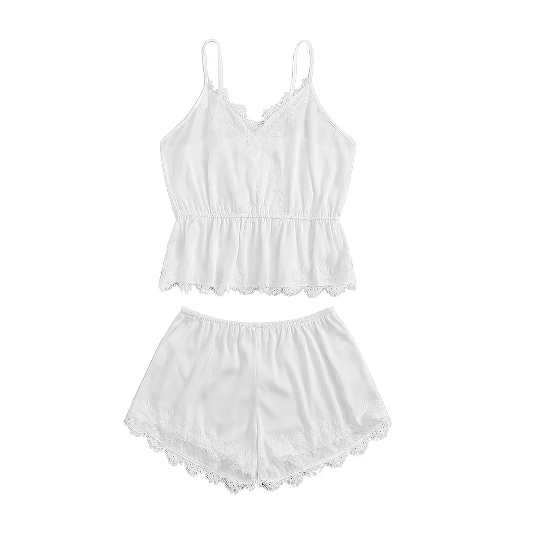 Churchf Sex Lingerie Sexy Women's Suspension Golden Velvet Lace Pajamas Set