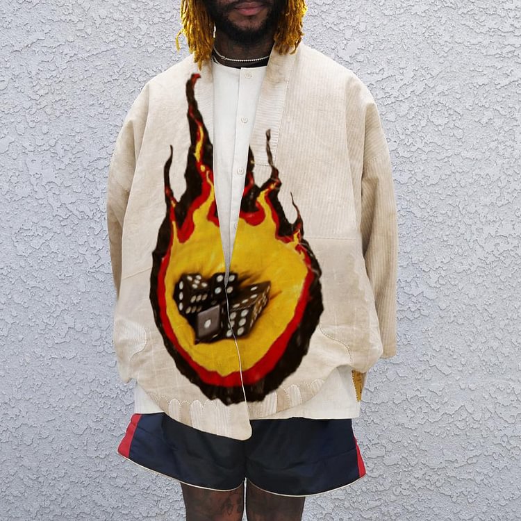 Flame Dice Casual Kimono Cardigan