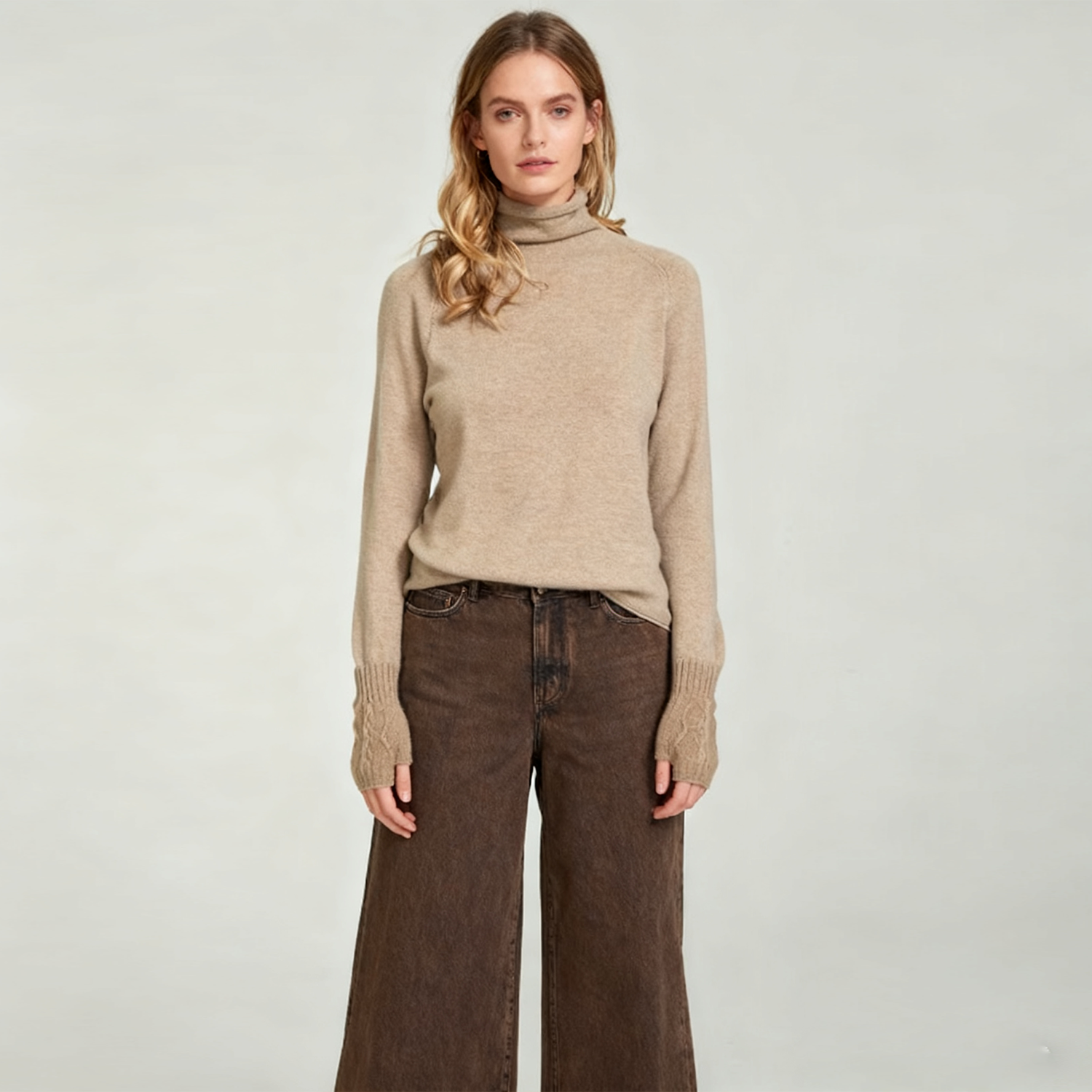 Women's Classic Turtleneck Cashmere Sweater REAL SILK LIFE