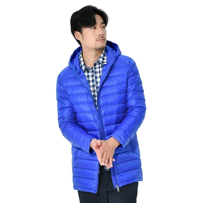 Oocharger 5XL 6XL 7XL 8XL Mens Lightweight Down Jacket 2023 Autumn Winter Men's Hooded Long Casual Regular Ultra-thin Men's Coat