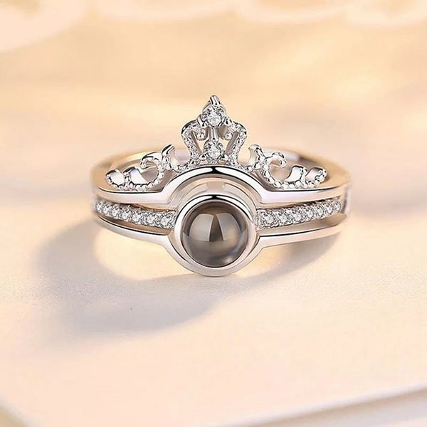 Personalized Crown Photo Ring