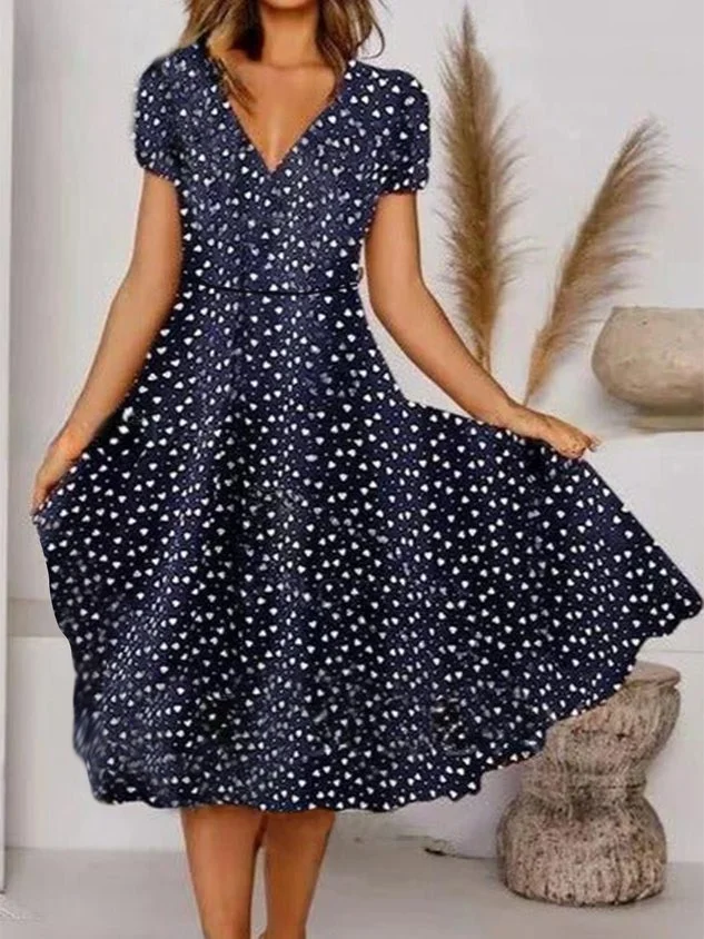 Heart Vacation Swing Short Sleeve Knit Dress