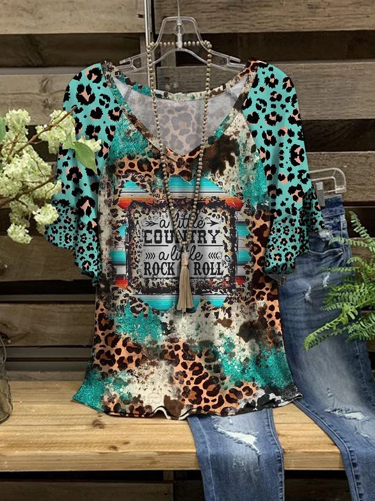 Women's Western Little Country Little Rock Nock Roll Casual Shirt