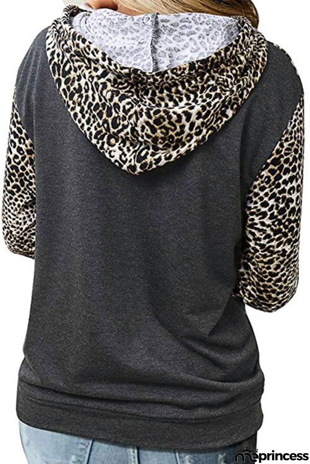 Zebra Print Patchwork Hoodie with Kangaroo Pocket