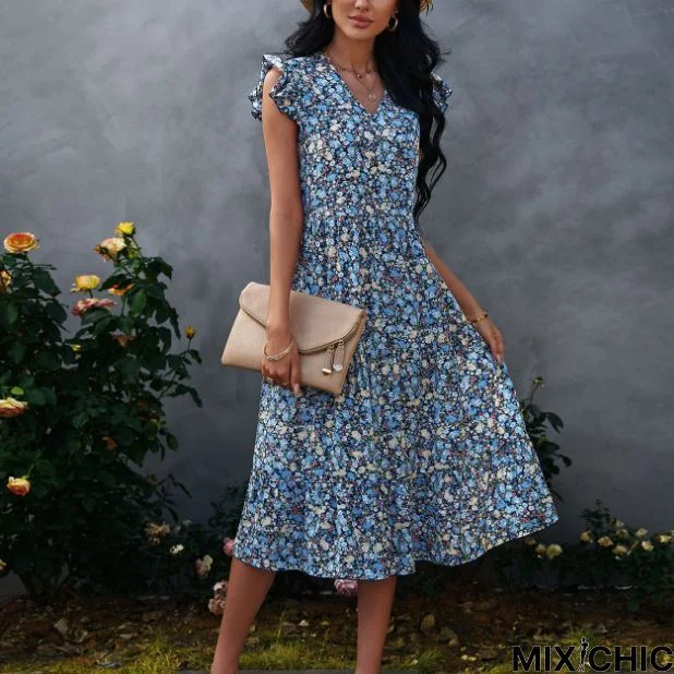 Women's Casual Dress Tank Dress Floral Dress Floral Pocket Print Crew Neck Midi Dress Fashion Modern Daily Holiday Sleeveless Regular Fit Blue Summer Spring S M L XL XXL