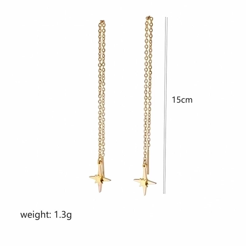 1 Pair Minimalist Classic Style Hexagram Moon Polishing Plating Inlay 304 Stainless Steel Zircon 18K Gold Plated Drop Earrings