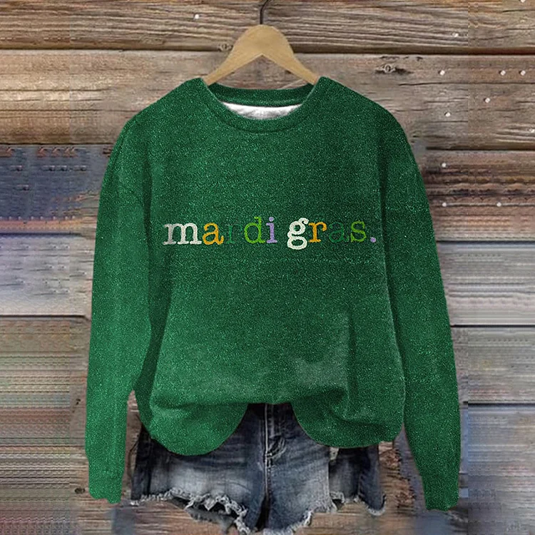 Comstylish Retro Mardi Gras Print Sweatshirt