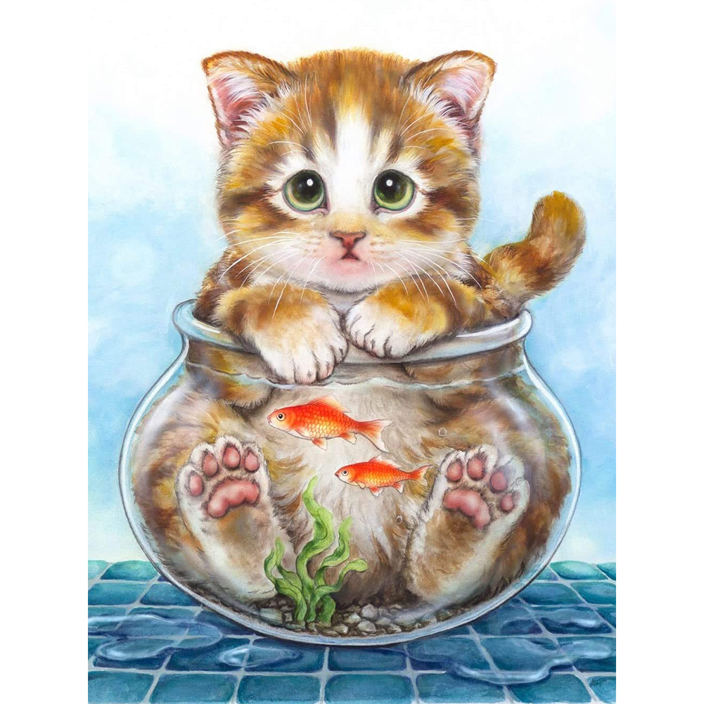 Картина кот и аквариум