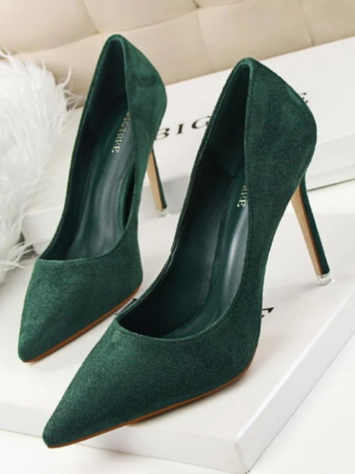 Fashion simple stiletto high-heeled shallow pointy suede sexy shoes