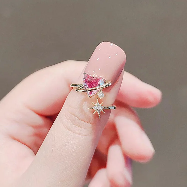 Kawaii Pink Heart Adjustable Ring