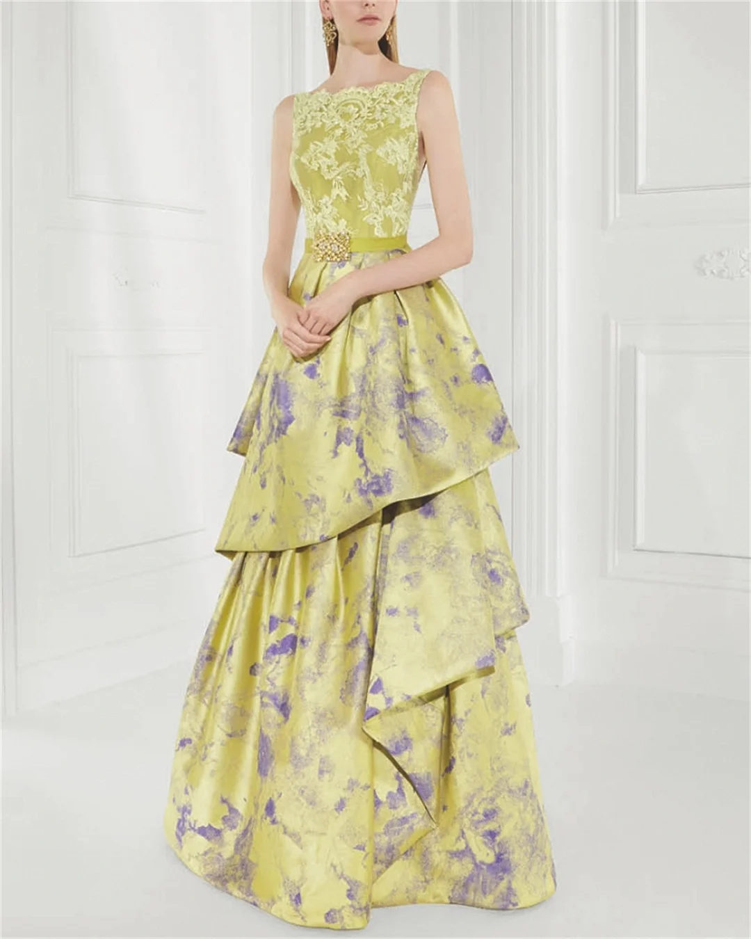 Women's Sleeveless Lace Print Dress