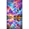 D&eacute;cor de coucher de soleil kit de peinture diamant&eacute;e 5d &agrave; perceuse compl&egrave;te faite maison 40x70cm