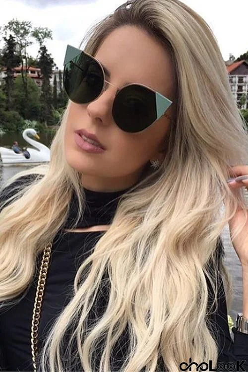 Cat Eye Mirror Flat Sunglasses