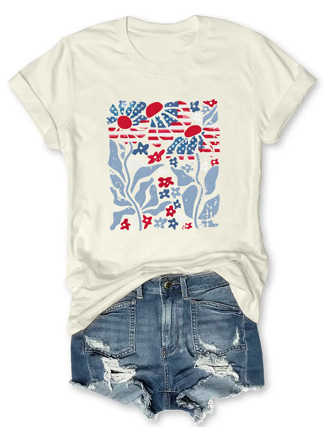 American Flag Floral T-shirt