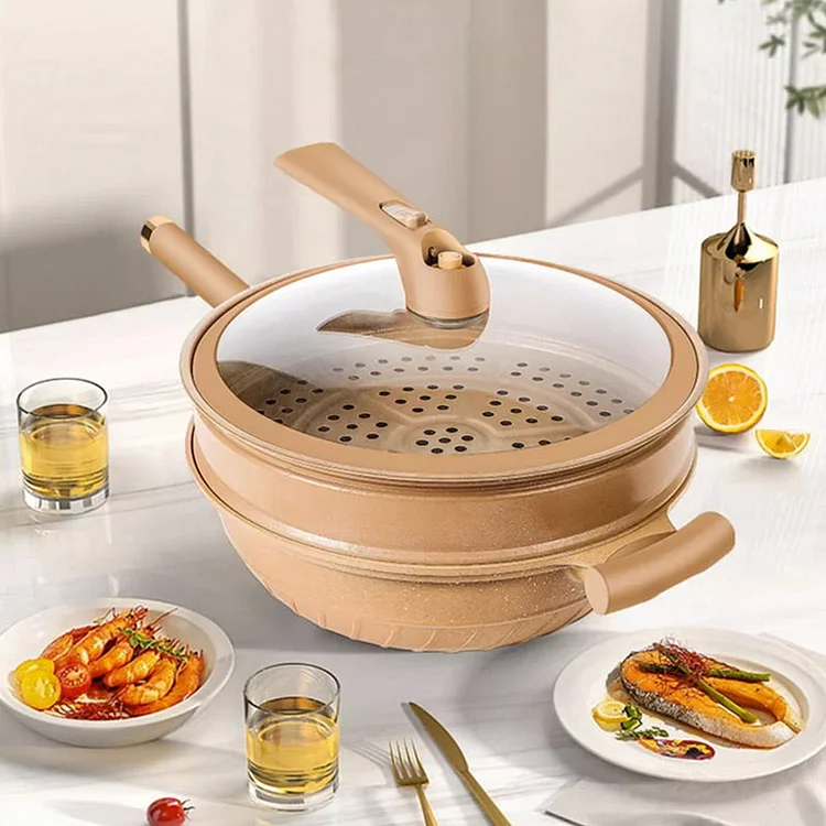 🔥Free Shipping🔥 Non-Stick Wok With Steamer Basket